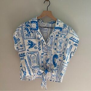 Calypso St. Barth Blue and White Top